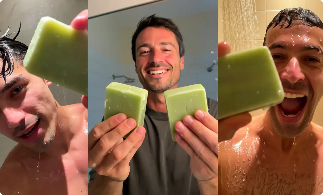 Customer using Velena soap